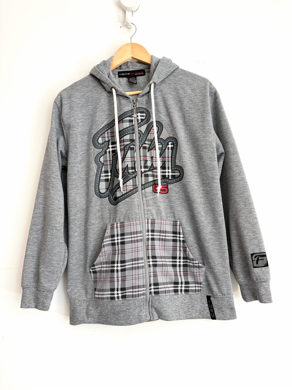 Vintage 2005 FUBU Plaid Logo Hit Zip Hoodie Y2K XL